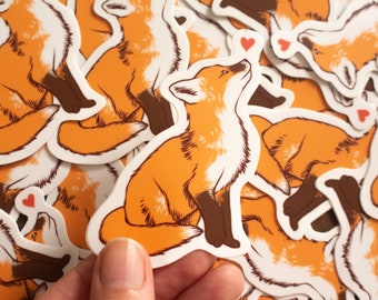 Fox Heart Vinyl Sticker | 3"x2"