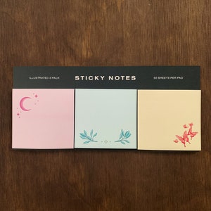Sticky Note 3-Pack Illustrated Note Pad Pastel Notes Natural Magic