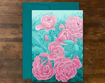 Floral Bouquet Greeting Card | Blank Card with Matching Envelope | Happy Mother's Day | Thinking of You