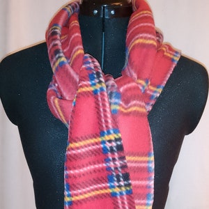 Scarf red Royal Stewart Tartan Fleece Scarf neck warmer, soft warm Christmas Gift: Him, Her, Children, Length 60&quot; x 8.5&quot; wide