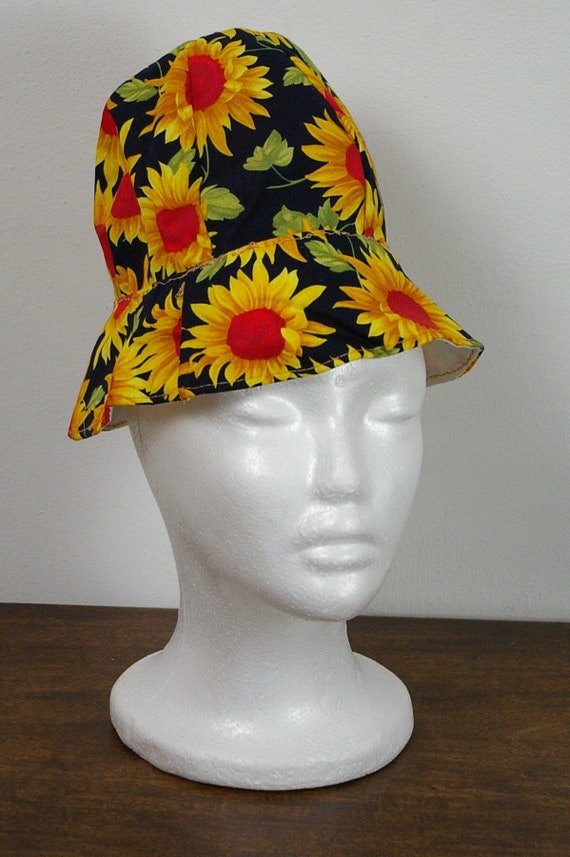 Sun Hat for Child in Vibrant Sunflower Print Cotton Poplin Lined and Foldable Age 18 24 Months Machine Washable Etsy UK