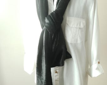 Soft Elegant Sumptuous Long Black Velvet Scarf 70 in long x 6 in wide