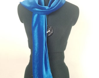 Écharpe en velours bleu royal, velours de luxe doux, 60 po. de long x 6 po. de large, foulard élégant
