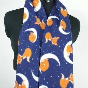 Scarf Fleece midnight Foxes design long, soft cosy warm anti pill fleece