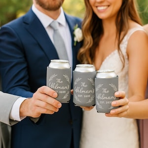 Wedding Guest Gift Koozie, Can Cooler for Afterparty, Favor, Beer Sleeve, Drink Holder, Personalized Beverage Insulator
