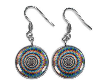 Hypnotic Time - Dangle Earrings - Stainless Steel and Glass - Handmade