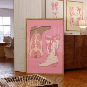 Cowgirl Boots Poster, Trendy Retro Wall Art Print, Cute Apartment Decor, Colorful Printable Wall Art, Colorful Cowboy Boot Poster Print