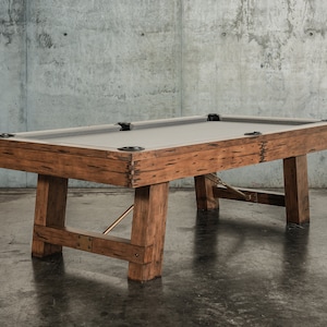 Isaac Pool Table in Stressed Brulee & Gold | FREE install USA