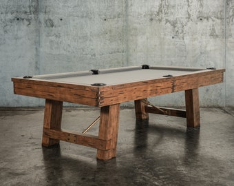 Isaac Pool Table in Stressed Brulee & Gold | FREE install USA