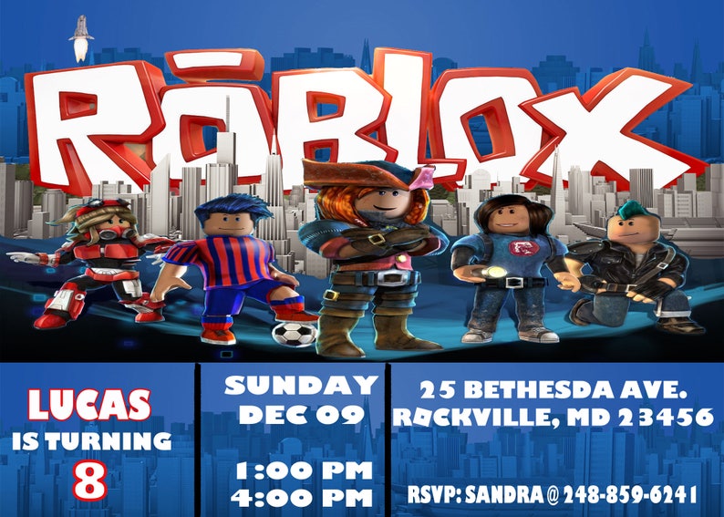 Roblox Invitation Roblox Birthday Roblox Party Personalized Invitation Digital Download Roblox Printable Roblox Party Printable - 