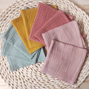 Double cotton gauze square - Face towel - washable fabric handkerchiefs - table napkin