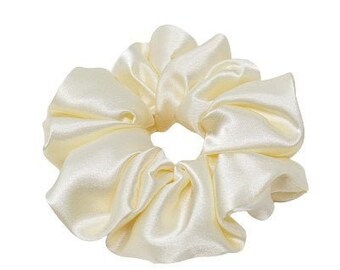 Satin Scrunchie  Anti Frizz  Soft Hair Tie  Handmade In Canada Xtra Large, XL/Jumbo  Bridesmaid Gift  Bun Holder Women Gift Cream
