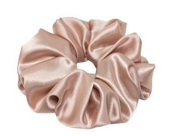 Satin Scrunchie  Anti Frizz  Soft Hair Tie  Handmade In Canada Xtra Large, XL/Jumbo  Bridesmaid Gift  Bun Holder Women Gift Rose Dust