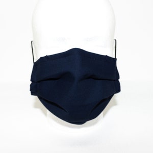3 Layer Navy Blue Cotton Polypropylene Face Mask Reusable Face Covering Soft Ear Loop Filter Pocket Nose Wire  Free Shipping Made in Canada