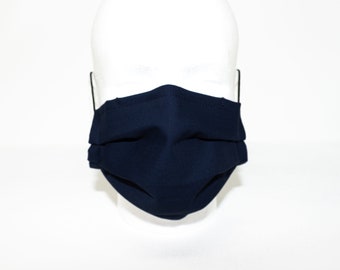 3 Layer Navy Blue Cotton Polypropylene Face Mask Reusable Face Covering Soft Ear Loop Filter Pocket Nose Wire  Free Shipping Made in Canada