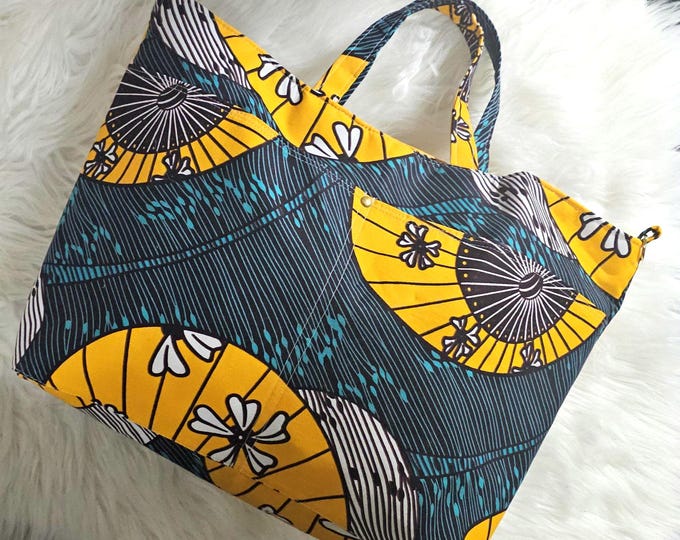 Featured listing image: Large African Wax Print Tote Bag | Crossbody, Office, Diaper Bag