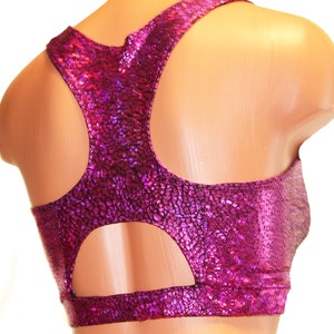 Shiny Pink Bralette, Festival Clothes, Pole Dance Clothes, Rave Clothes