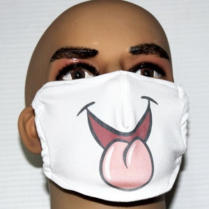 Happy Face Mask with filter pocket, Smiley Costume Mask, Reusable, Washable, Made in USA, Dust Mask, Filter Face Mask