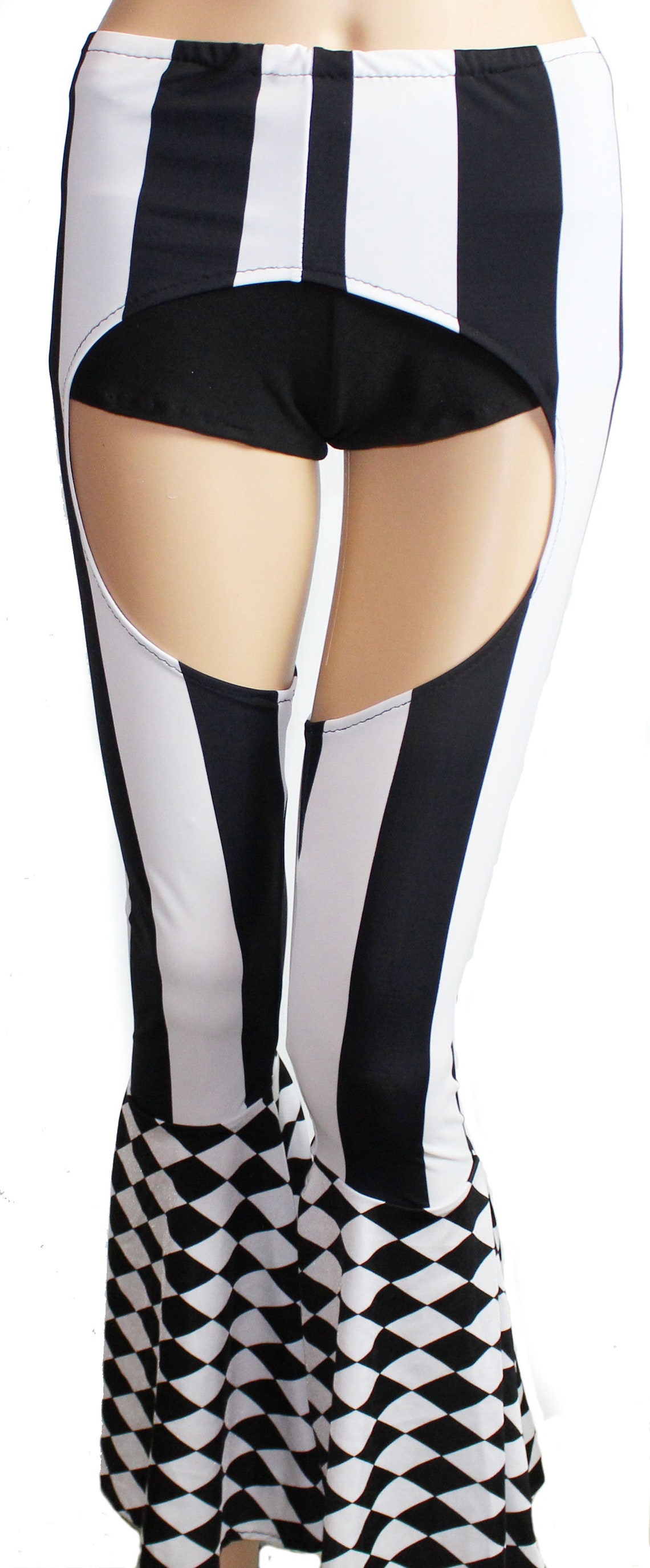 Black and White Spandex Garter Chaps Festival Clothes Pole Etsy