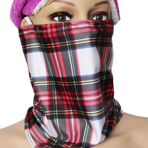 Plaid Neck Gaiter Face Mask, Reusable, Washable, Made in USA, Dust Mask