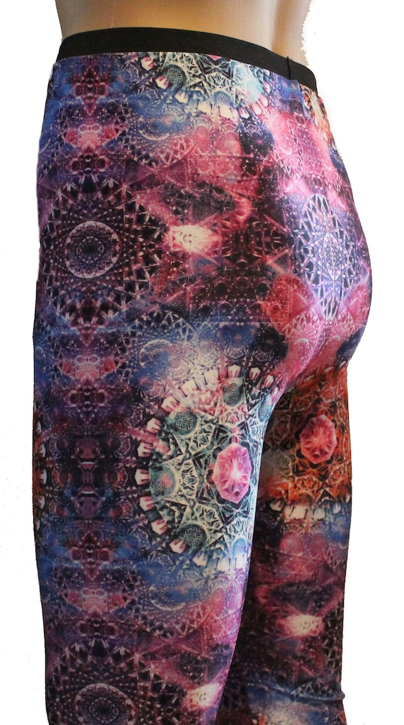 Blue Mandala Meggings, Men's Leggings, Festival Clothing