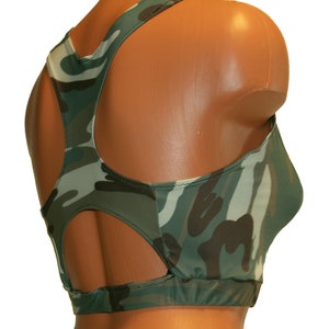 Cammo Bralette, Camouflage Festival Clothes, Pole Dance Clothes, Rave Clothes