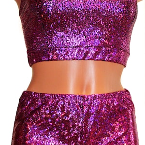 Shiny Pink Bralette and Booty Shorts Festival Clothes Pole - Etsy