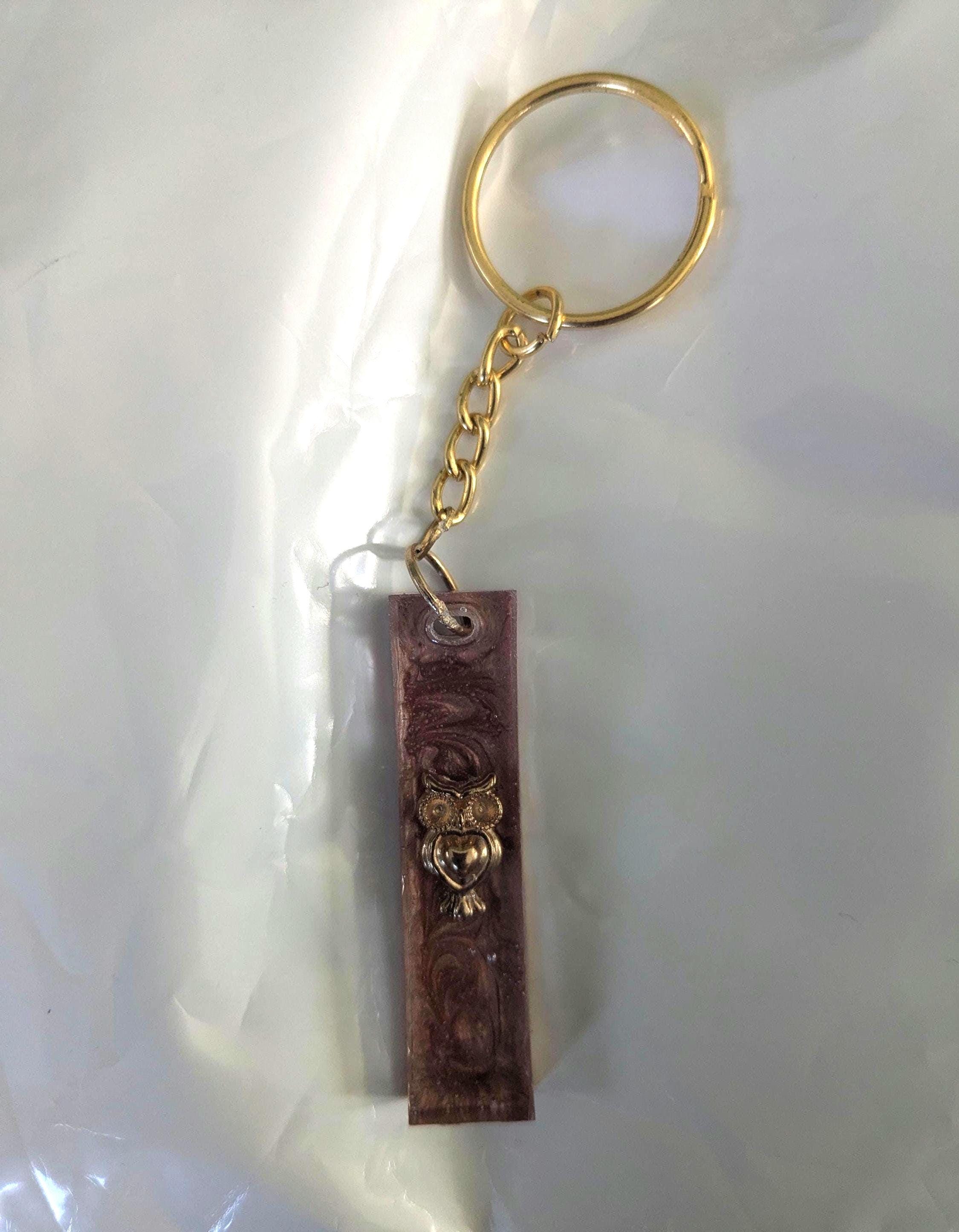 Rose gold owl keychain