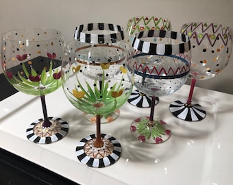 Custom Hand Painted Wine Glasses