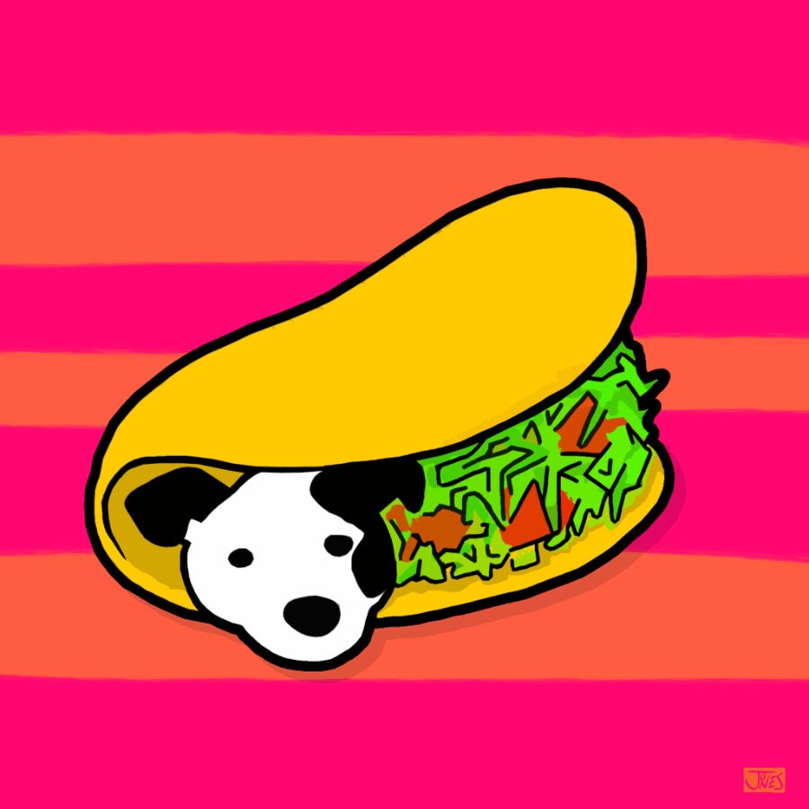 Pit Bull Terrier Taco'd Dog Wall Art Dog Decor Cartoon Etsy