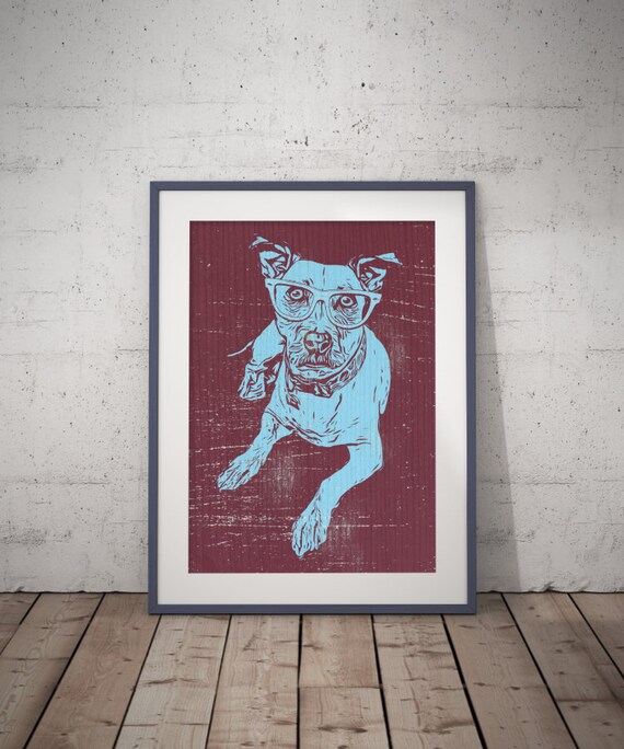 Dog Wearing Glasses Wall Art Dog Decor Dog Poster Print Dog Theme Bedroom Art Nursery Art Cute Poster