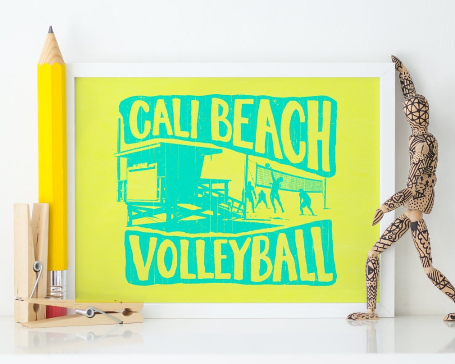 California Beach Volleyball Wall Art Poster Print Decor