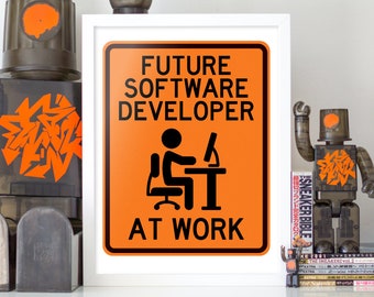 Future Software Developer At Work Kid's Poster, Decor For Kids, Playroom Decor, Kids Wall Art, Art For Class Rooms, Teacher Artwork, School