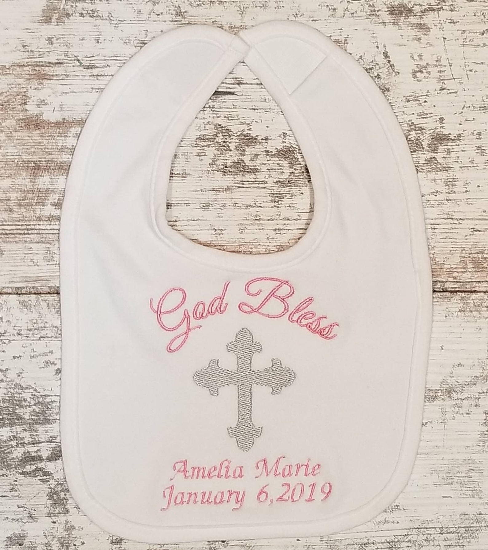 Baptism Bib Embroidered Baptism Bib Christening Bib Baptism Etsy