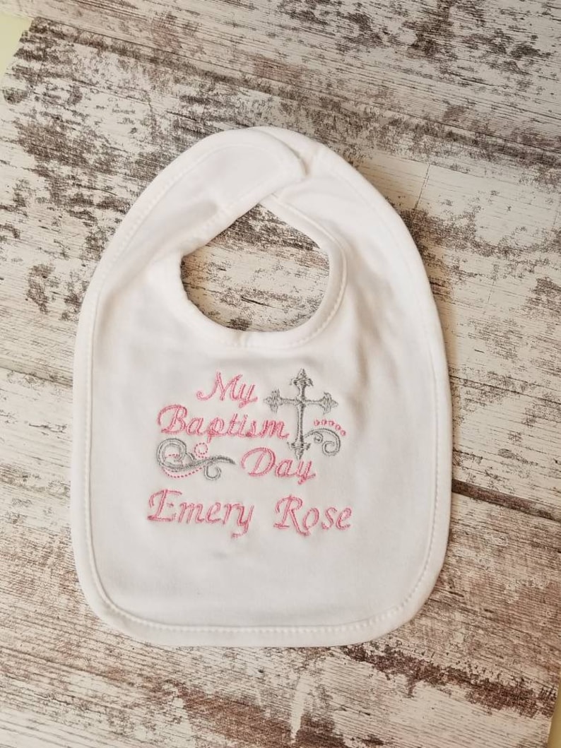 Baptism Bib Embroidered Baptism Bib Christening Bib Baptism Etsy