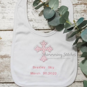 Baptism Bib, embroidered baptism bib, christening bib, baptism gift, boy baptism, girl baptism, personalized baptism gift, God bless bib