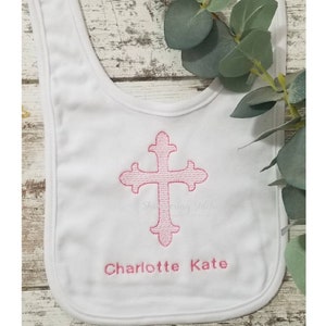 Baptism Bib, embroidered baptism bib, christening bib, baptism gift, boy baptism, girl baptism, personalized baptism gift, cross bib baptism