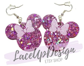 Medium Glitter Resin Mouse Earrings