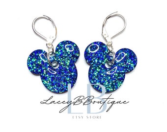 Ocean Vibes Mouse Dangle & Stud Earrings Sterling Silver Handmade Resin Earrings