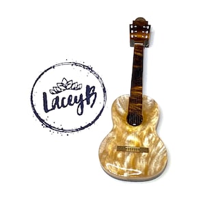 Guitar Earrings Brown Marble Acrylic