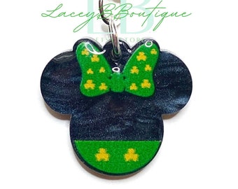 St, Patrick’s Day Magical Mouse Shamrock Dangle Earrings - Acrylic