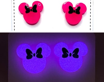 Barbie Pink Mouse Stud Earrings - Glow Earrings - Magical Earrings