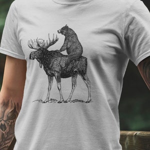 Mooseback Bear Shirt - Funny Moose Tee - Bear Riding Moose T-shirt - Maine Gift - Funny Camping Tshirt - Camp Shirt