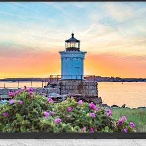 Sunrise at Bug Light - South Portland Maine Lighthouse Photography Print - Maine Art Print - Portland Breakwater Photo
