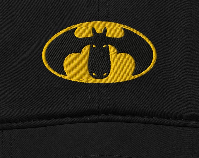 Batmoose Embroidered Hat • Funny Moose Baseball Cap • Maine Moose Gift