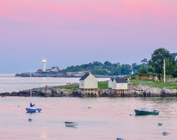 Willard Beach Sunset Photo – Portland Head Light, Maine Coastal Print