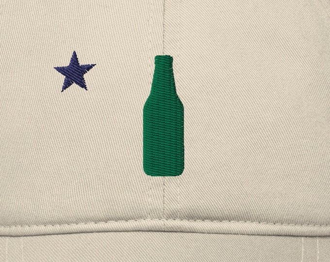 Maine Flag Beer Bottle Hat - Embroidered Organic Cotton Dad Cap