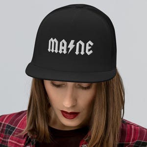 Maine ACDC Hat - Flat-billed Trucker Hat - Snapback Maine Baseball Cap - Mainer Apparel - Mainer Gift