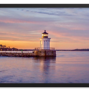 Sunset at Bug Light - Maine Lighthouse Photography Print - Portland Breakwater Light - South Portland Maine Photo