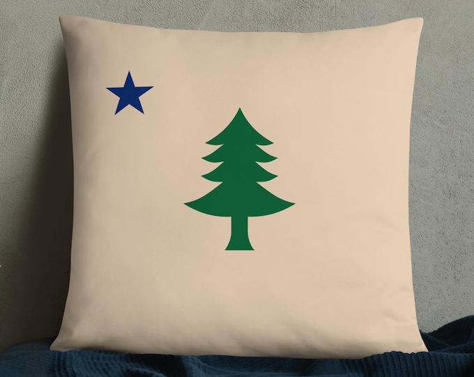 Maine State Flag Pillow & Case • Vintage Pine Tree Flag Pillow Cover • Maine Gift and Souvenir